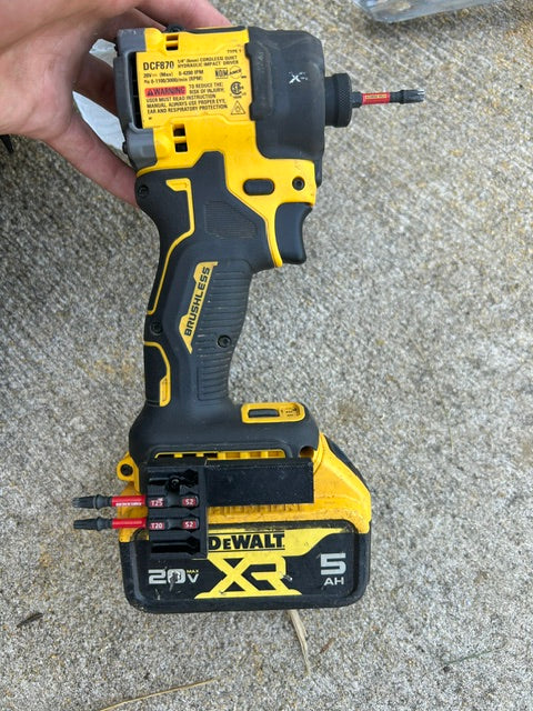 Side-Mount Bit Holder with Magnet shown with DeWalt 20V MAX XR impact driver